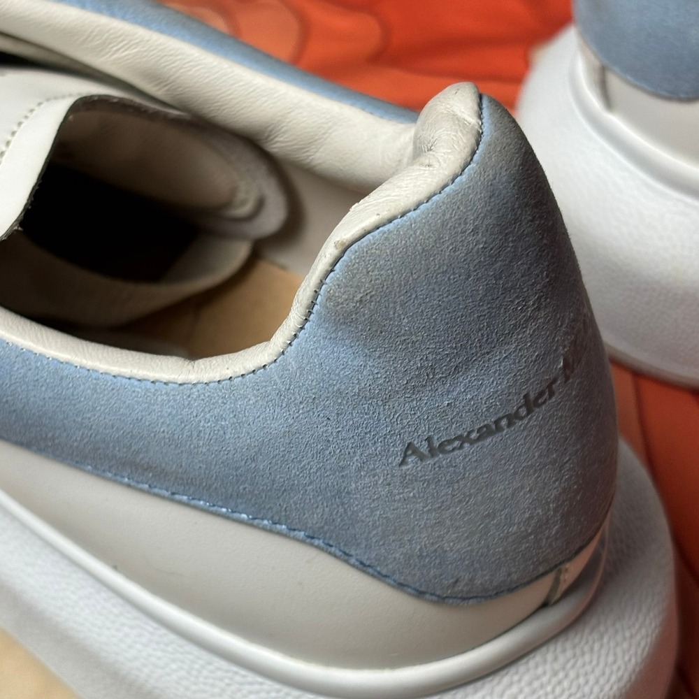 Alexander McQueen Oversized Sneakers White Light Blue Suede 553770 38.5 Designer - Picture 13 of 16